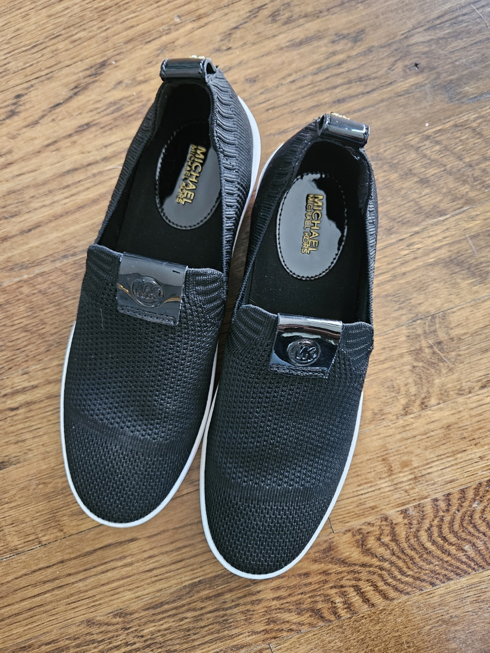 Michael Kors Womens Black Knit Slip-On Sneakers